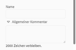 Menü "Betriebsvolumen" mit dem Hinweis, ob eine "Geometrie vorhanden" ist, sowie den Eingabefeldern für "Name" und "Allgemeinen Kommentar"